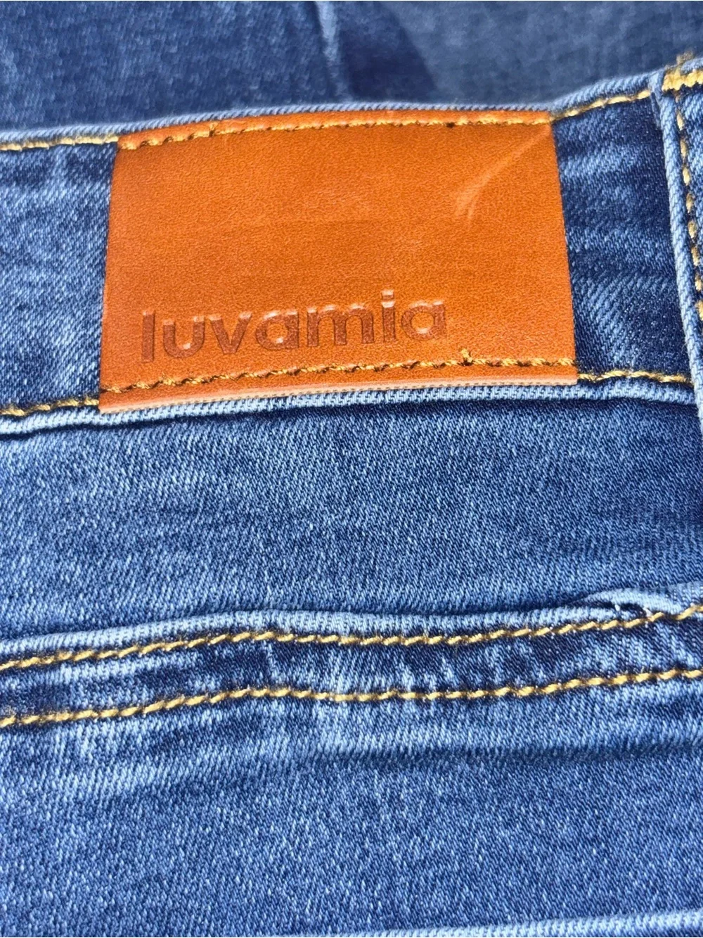 Luvamia 2XL Blue Denim Bermuda Shorts Stretch Cuffed Jean Shorts NWT